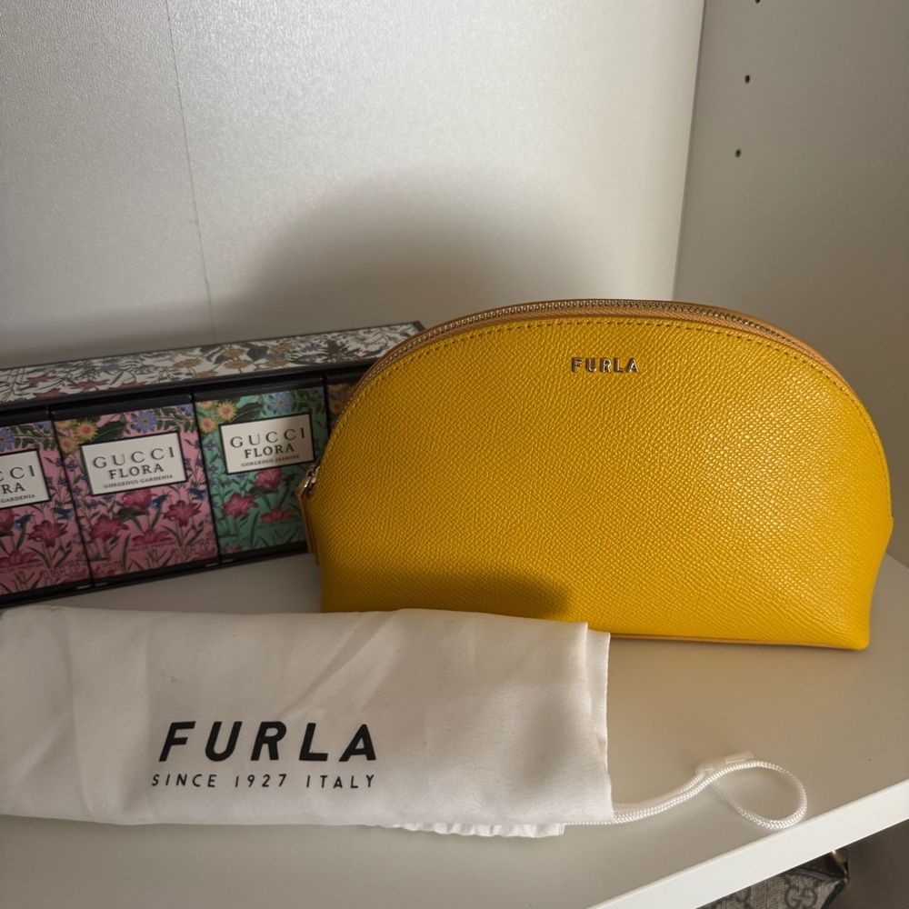 Furla Vibrant Yellow Leather Pouch